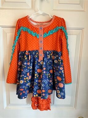 Matilda Jane Orange Polka Dot & Navy Floral Long-Sleeve Set